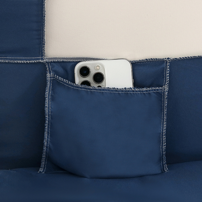 91家纺网 家纺一手货源 找家纺 显高蚊帐 2025春夏新款U门纯色花边款坐床式蚊帐 宝石蓝-蕾丝款