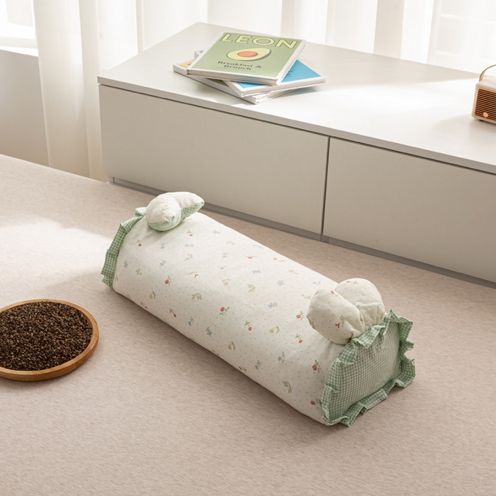 91家纺网 家纺一手货源 找家纺 萌番宝 2025新款小清新全棉纯棉兔耳全荞麦皮壳枕头护颈椎助睡眠硬枕头枕芯 双层纱荞麦枕—忆田园 50x18x10cm/只