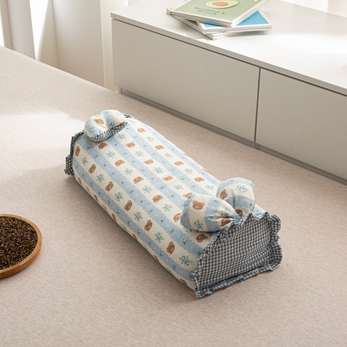 91家纺网 家纺一手货源 找家纺 萌番宝 2025新款小清新全棉纯棉兔耳全荞麦皮壳枕头护颈椎助睡眠硬枕头枕芯 双层纱荞麦枕—兰花熊 50x18x10cm/只