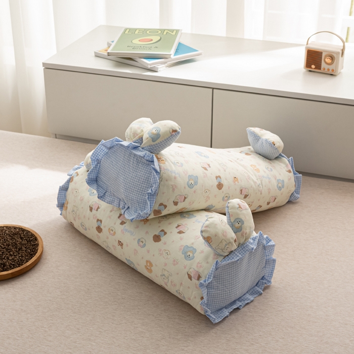 91家纺网 家纺一手货源 找家纺 萌番宝 2025新款小清新全棉纯棉兔耳全荞麦皮壳枕头护颈椎助睡眠硬枕头枕芯 双层纱荞麦枕—萌趣乐园 50x18x10cm/只