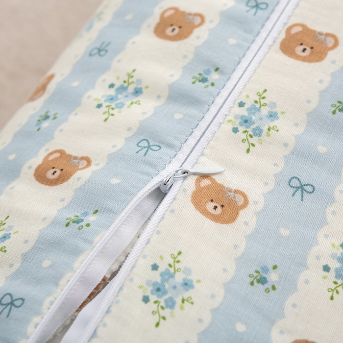 91家纺网 家纺一手货源 找家纺 萌番宝 2025新款小清新全棉纯棉兔耳全荞麦皮壳枕头护颈椎助睡眠硬枕头枕芯 双层纱荞麦枕—兰花熊 50x18x10cm/只