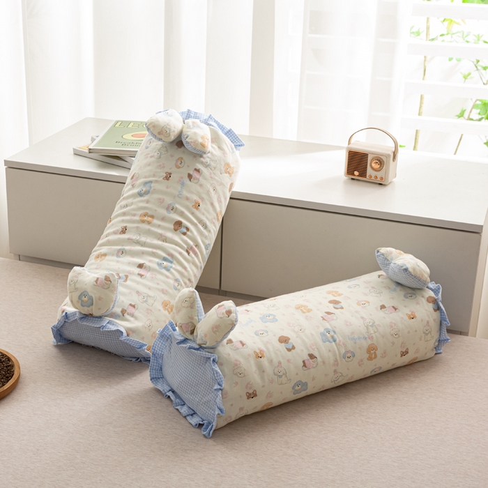 91家纺网 家纺一手货源 找家纺 萌番宝 2025新款小清新全棉纯棉兔耳全荞麦皮壳枕头护颈椎助睡眠硬枕头枕芯 双层纱荞麦枕—萌趣乐园 50x18x10cm/只