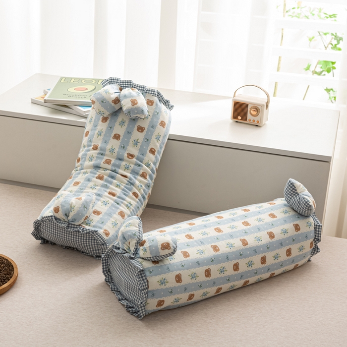 91家纺网 家纺一手货源 找家纺 萌番宝 2025新款小清新全棉纯棉兔耳全荞麦皮壳枕头护颈椎助睡眠硬枕头枕芯 双层纱荞麦枕—兰花熊 50x18x10cm/只