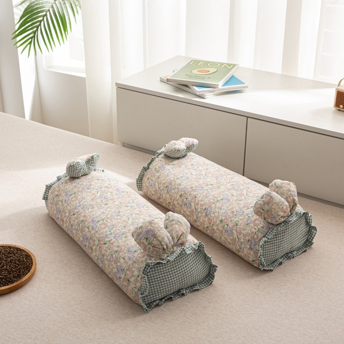 91家纺网 家纺一手货源 找家纺 （总）萌番宝 2025新款小清新全棉纯棉兔耳全荞麦皮壳枕头护颈椎助睡眠硬枕头枕芯