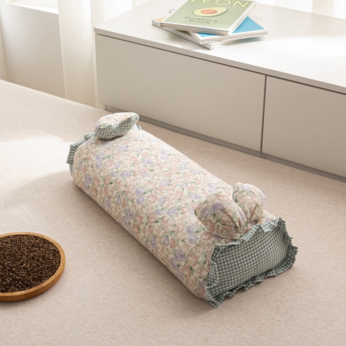 91家纺网 家纺一手货源 找家纺 萌番宝 2025新款小清新全棉纯棉兔耳全荞麦皮壳枕头护颈椎助睡眠硬枕头枕芯 双层纱荞麦枕—七朵 50x18x10cm/只