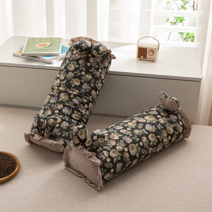 91家纺网 家纺一手货源 找家纺 萌番宝 2025新款小清新全棉纯棉兔耳全荞麦皮壳枕头护颈椎助睡眠硬枕头枕芯 双层纱荞麦枕—繁花似锦 50x18x10cm/只