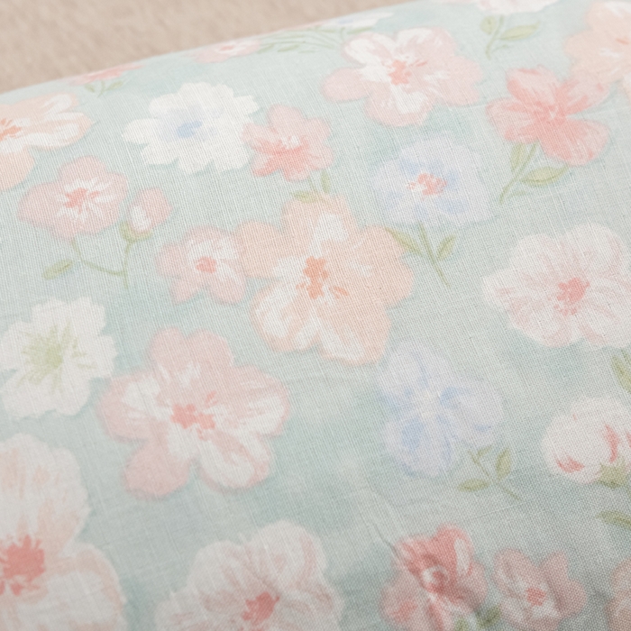 91家纺网 家纺一手货源 找家纺 萌番宝 2025新款小清新全棉纯棉兔耳全荞麦皮壳枕头护颈椎助睡眠硬枕头枕芯 双层纱荞麦枕—蓝の莲花 50x18x10cm/只