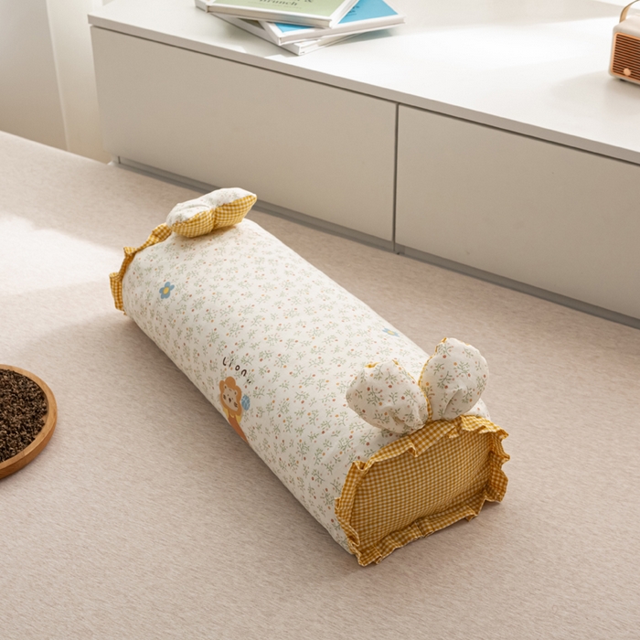 91家纺网 家纺一手货源 找家纺 萌番宝 2025新款小清新全棉纯棉兔耳全荞麦皮壳枕头护颈椎助睡眠硬枕头枕芯 双层纱荞麦枕—丛林狮子 50x18x10cm/只