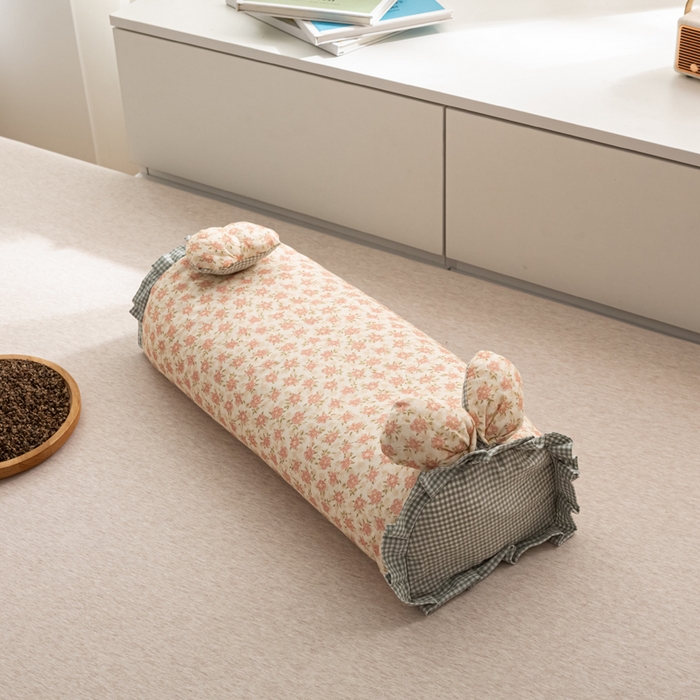 91家纺网 家纺一手货源 找家纺 萌番宝 2025新款小清新全棉纯棉兔耳全荞麦皮壳枕头护颈椎助睡眠硬枕头枕芯 双层纱荞麦枕—粉语夕 50x18x10cm/只