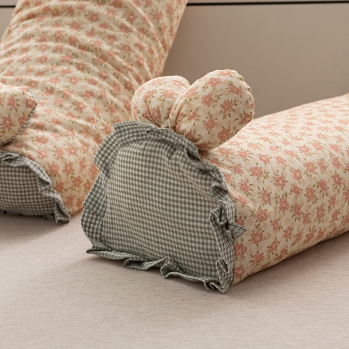 91家纺网 家纺一手货源 找家纺 萌番宝 2025新款小清新全棉纯棉兔耳全荞麦皮壳枕头护颈椎助睡眠硬枕头枕芯 双层纱荞麦枕—粉语夕 50x18x10cm/只