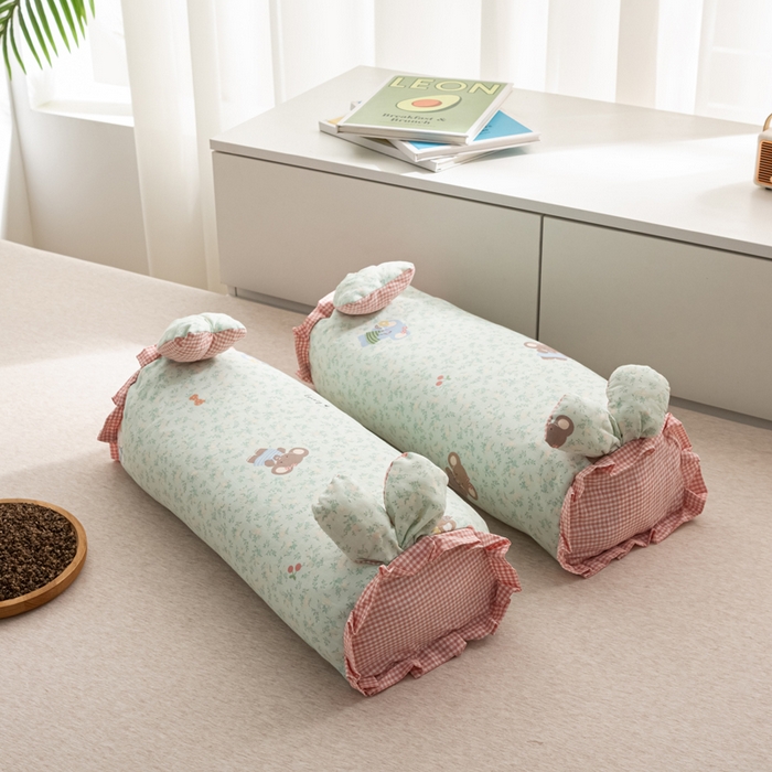 萌番宝 2025新款小清新全棉纯棉兔耳全荞麦皮壳枕头护颈椎助睡眠硬枕头枕芯 双层纱荞麦枕—敦敦象 50x18x10cm/只