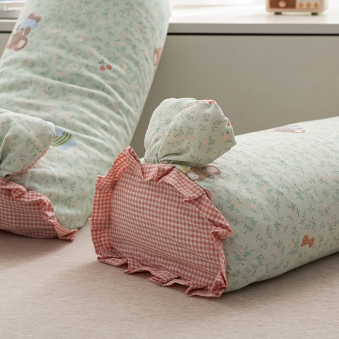 91家纺网 家纺一手货源 找家纺 萌番宝 2025新款小清新全棉纯棉兔耳全荞麦皮壳枕头护颈椎助睡眠硬枕头枕芯 双层纱荞麦枕—敦敦象 50x18x10cm/只