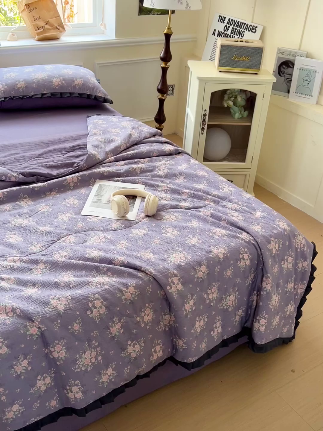 91家纺网 家纺一手货源 找家纺 仟网汇2025新款赫本风花边夏被空调被 豆蔻