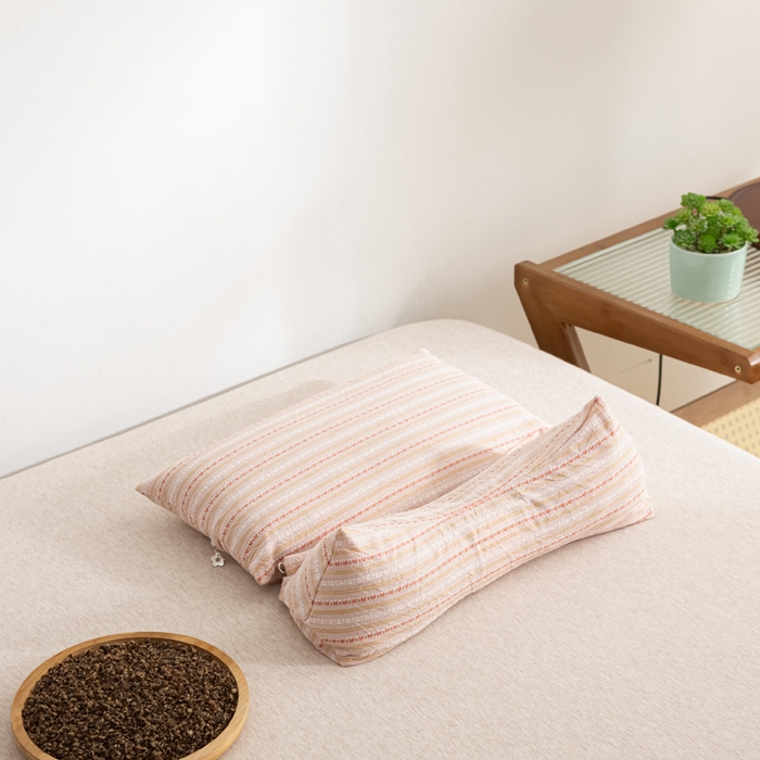 萌番宝 2025新款荞麦颈椎枕头可拆卸组合枕芯牵引护颈椎疼痛助睡眠成人专用三角枕枕头枕芯 荞麦护颈枕卡其色 35x16cm三角枕+35x20cm方枕二合一