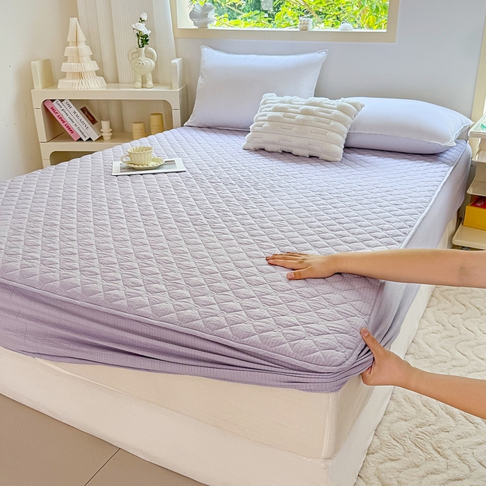 91家纺网 家纺一手货源 找家纺 （总）仟网汇2025新款新款皱皱纱夹棉床笠