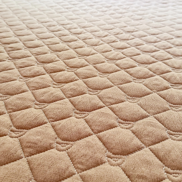 91家纺网 家纺一手货源 找家纺 仟网汇2025新款新款皱皱纱夹棉床笠 咖色