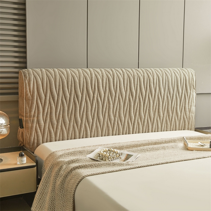 91家纺网 家纺一手货源 找家纺 情恒家纺 2025新款老粗布加厚双面可用全包床头罩 老粗布-茶色咖