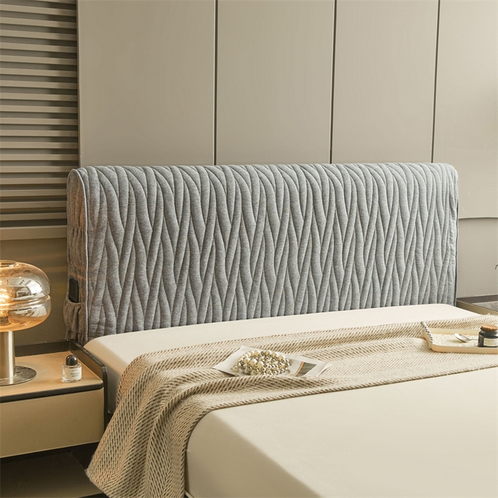 91家纺网 家纺一手货源 找家纺 情恒家纺 2025新款老粗布加厚双面可用全包床头罩 老粗布-太空灰