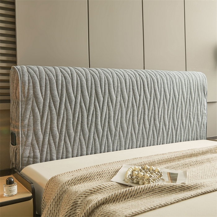 91家纺网 家纺一手货源 找家纺 情恒家纺 2025新款老粗布加厚双面可用全包床头罩 老粗布-太空灰