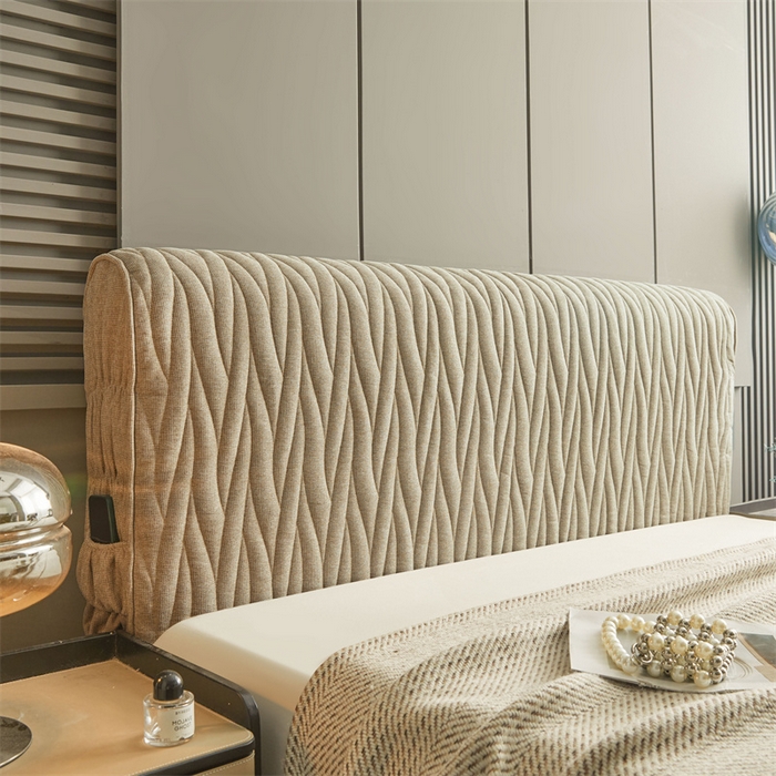 情恒家纺 2025新款老粗布加厚双面可用全包床头罩 老粗布-茶色咖