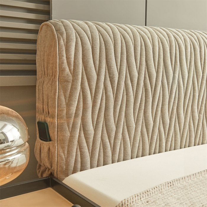 91家纺网 家纺一手货源 找家纺 情恒家纺 2025新款老粗布加厚双面可用全包床头罩 老粗布-茶色咖