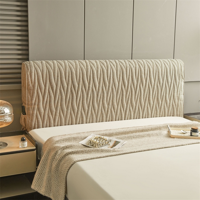 91家纺网 家纺一手货源 找家纺 情恒家纺 2025新款老粗布加厚双面可用全包床头罩 老粗布-茶色咖