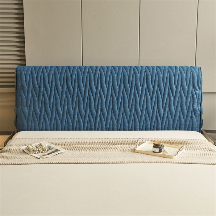 91家纺网 家纺一手货源 找家纺 情恒家纺 2025新款老粗布加厚双面可用全包床头罩 老粗布-海洋蓝