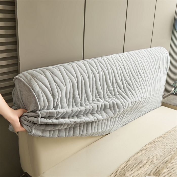 91家纺网 家纺一手货源 找家纺 情恒家纺 2025新款老粗布加厚双面可用全包床头罩 老粗布-月光灰