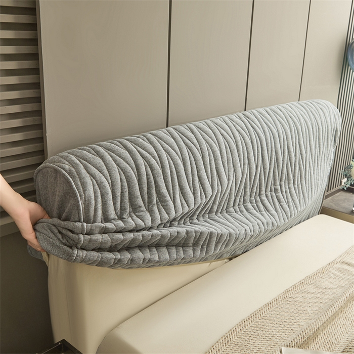 91家纺网 家纺一手货源 找家纺 情恒家纺 2025新款老粗布加厚双面可用全包床头罩 老粗布-太空灰