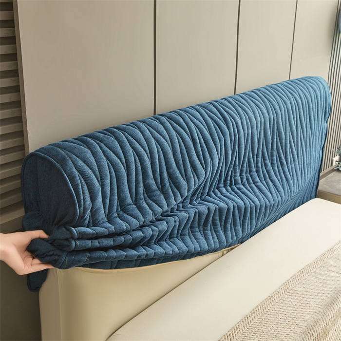 91家纺网 家纺一手货源 找家纺 情恒家纺 2025新款老粗布加厚双面可用全包床头罩 老粗布-海洋蓝