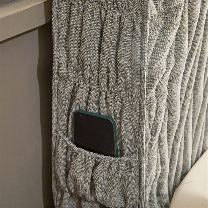 91家纺网 家纺一手货源 找家纺 情恒家纺 2025新款老粗布加厚双面可用全包床头罩 老粗布-太空灰