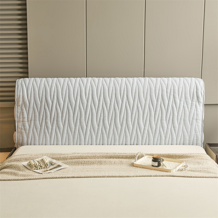 91家纺网 家纺一手货源 找家纺 情恒家纺 2025新款老粗布加厚双面可用全包床头罩 老粗布-月光灰