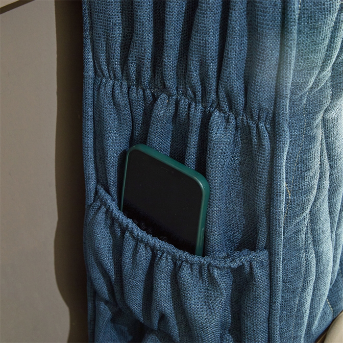 91家纺网 家纺一手货源 找家纺 情恒家纺 2025新款老粗布加厚双面可用全包床头罩 老粗布-海洋蓝