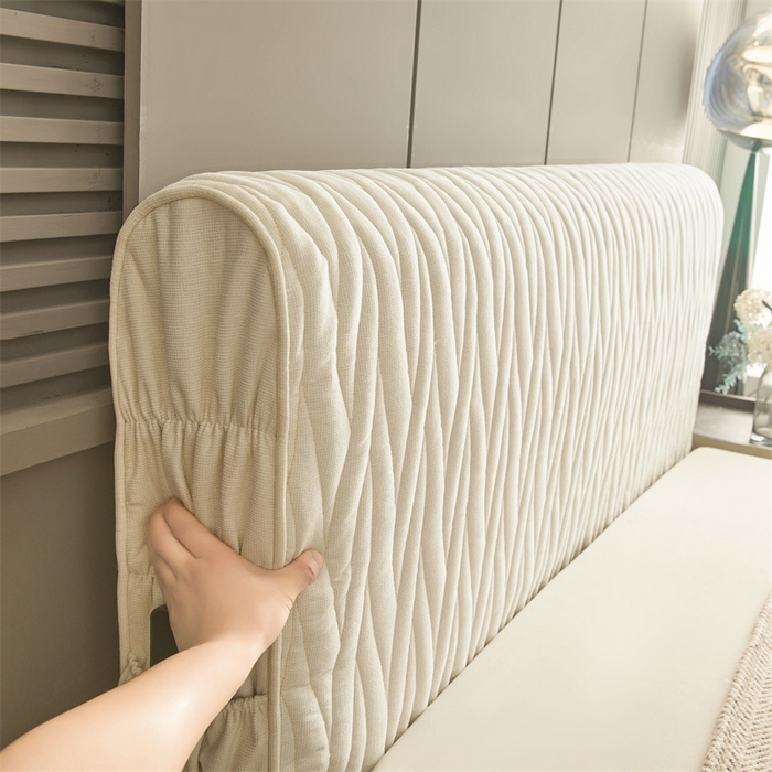 91家纺网 家纺一手货源 找家纺 情恒家纺 2025新款老粗布加厚双面可用全包床头罩 老粗布-奶油白