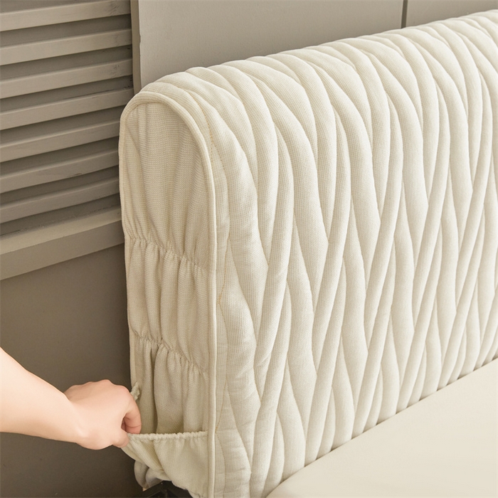 91家纺网 家纺一手货源 找家纺 情恒家纺 2025新款老粗布加厚双面可用全包床头罩 老粗布-奶油白