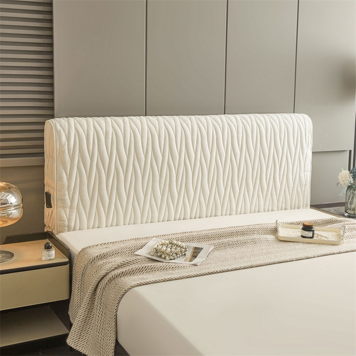 91家纺网 家纺一手货源 找家纺 情恒家纺 2025新款老粗布加厚双面可用全包床头罩 老粗布-奶油白