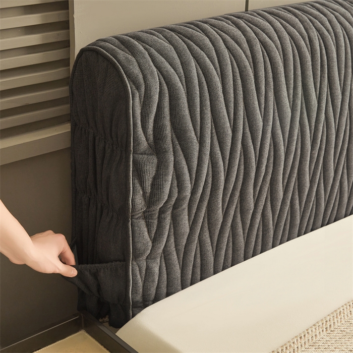 91家纺网 家纺一手货源 找家纺 情恒家纺 2025新款老粗布加厚双面可用全包床头罩 老粗布-星辰灰