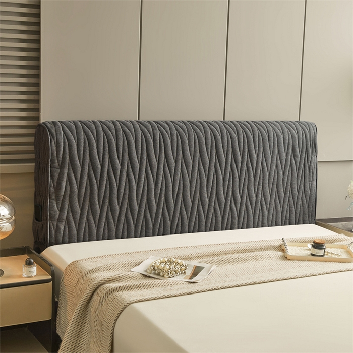 91家纺网 家纺一手货源 找家纺 情恒家纺 2025新款老粗布加厚双面可用全包床头罩 老粗布-星辰灰