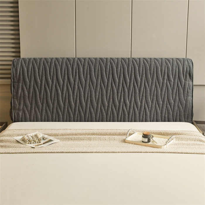 91家纺网 家纺一手货源 找家纺 情恒家纺 2025新款老粗布加厚双面可用全包床头罩 老粗布-星辰灰