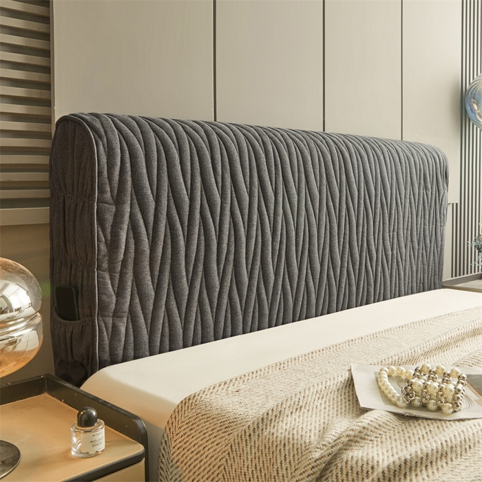 91家纺网 家纺一手货源 找家纺 情恒家纺 2025新款老粗布加厚双面可用全包床头罩 老粗布-星辰灰