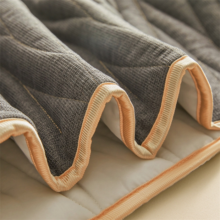 91家纺网 家纺一手货源 找家纺 情恒家纺 2025新款老粗布加厚双面可用全包床头罩 老粗布-星辰灰