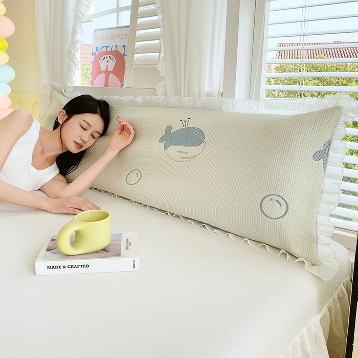 91家纺网 家纺一手货源 找家纺 （总）雨彤家纺 2025新款冰豆豆蕾丝花边双人长枕套单品枕套枕套单件