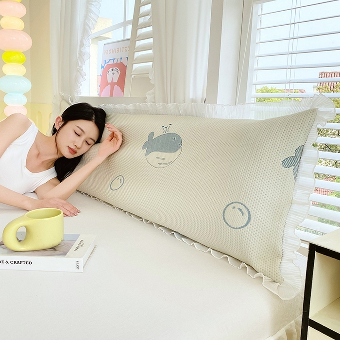 91家纺网 家纺一手货源 找家纺 （总）雨彤家纺 2025新款冰豆豆蕾丝花边双人长枕套单品枕套枕套单件