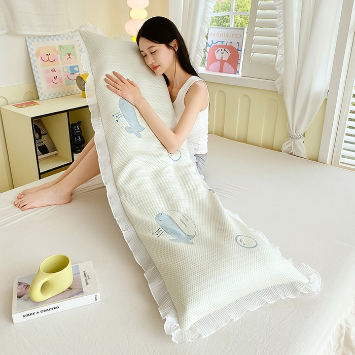 91家纺网 家纺一手货源 找家纺 （总）雨彤家纺 2025新款冰豆豆蕾丝花边双人长枕套单品枕套枕套单件