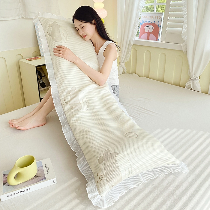 91家纺网 家纺一手货源 找家纺 雨彤家纺 2025新款冰豆豆蕾丝花边双人长枕套单品枕套枕套单件 小鲸鱼-浅咖