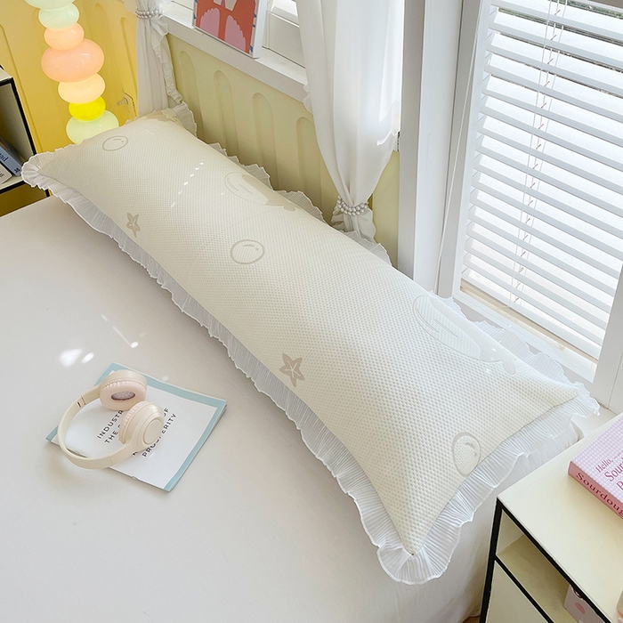 91家纺网 家纺一手货源 找家纺 雨彤家纺 2025新款冰豆豆蕾丝花边双人长枕套单品枕套枕套单件 小鲸鱼-浅咖