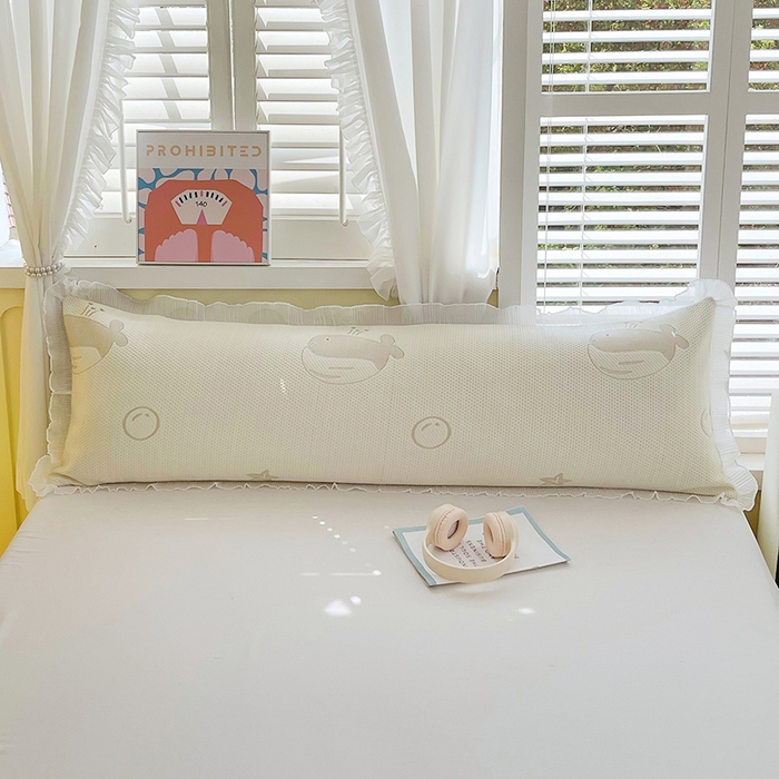 91家纺网 家纺一手货源 找家纺 雨彤家纺 2025新款冰豆豆蕾丝花边双人长枕套单品枕套枕套单件 小鲸鱼-浅咖