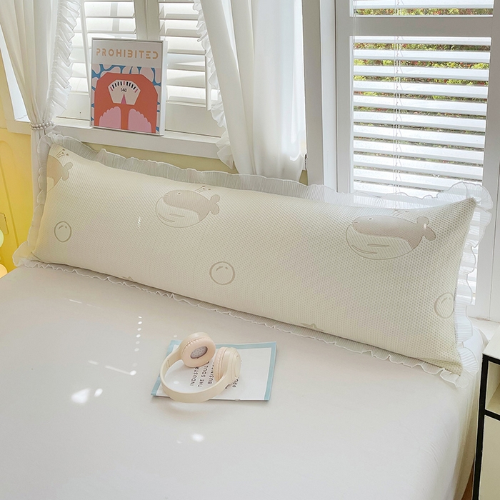 91家纺网 家纺一手货源 找家纺 雨彤家纺 2025新款冰豆豆蕾丝花边双人长枕套单品枕套枕套单件 小鲸鱼-浅咖