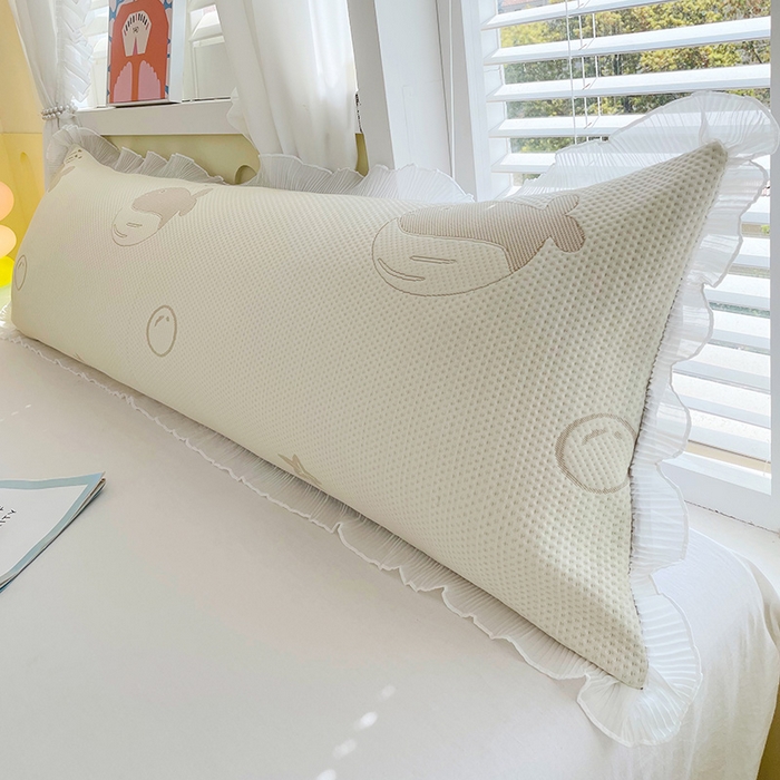 91家纺网 家纺一手货源 找家纺 雨彤家纺 2025新款冰豆豆蕾丝花边双人长枕套单品枕套枕套单件 小鲸鱼-浅咖