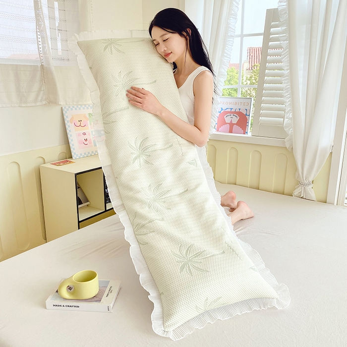 91家纺网 家纺一手货源 找家纺 雨彤家纺 2025新款冰豆豆蕾丝花边双人长枕套单品枕套枕套单件 一帆风顺-浅绿